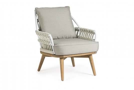 Nowoczesny teakowo-aluminiowy fotel wypoczynkowy ogrodowy KERA bizzotto