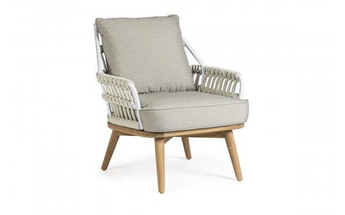 Nowoczesny teakowo-aluminiowy fotel wypoczynkowy ogrodowy KERA bizzotto