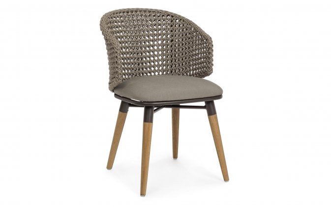 Ekskluzywne krzesło stołowe na taras NINFA szaro-oliwkowe / Sunbrella