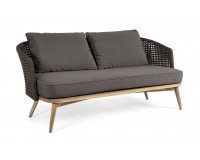 Sofa wypoczynkowa na taras teak i lina polipropylenowa brązowa NINFA bizzotto