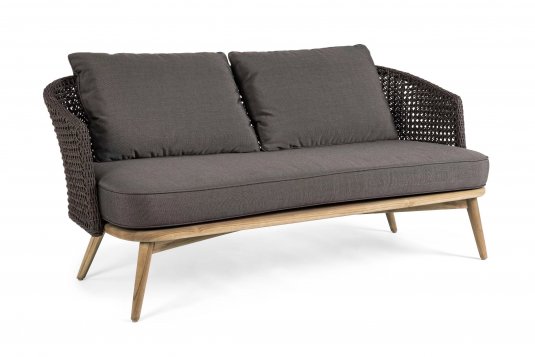 Sofa wypoczynkowa na taras teak i lina polipropylenowa brązowa NINFA bizzotto