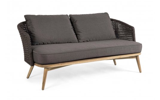 Sofa wypoczynkowa na taras teak i lina polipropylenowa brązowa NINFA bizzotto Sofa wypoczynkowa na taras teak i lina polipropylenowa brązowa NINFA bizzotto