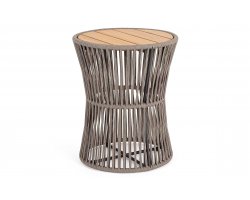 Okrągły stolik kawowy na taras CARLES Ø45 cm / lina polipropylenowa