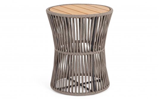 Okrągły stolik kawowy na taras CARLES Ø45 cm / lina polipropylenowa