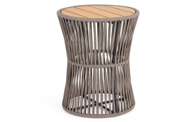 Okrągły stolik kawowy na taras CARLES Ø45 cm / lina polipropylenowa