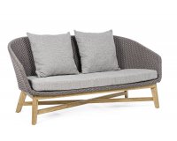 Szara nowoczesna sofa ogrodowa wypoczynkowa teak lina COACHELLA bizzotto 