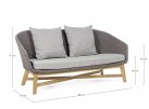 Szara nowoczesna sofa ogrodowa wypoczynkowa teak lina COACHELLA bizzotto 