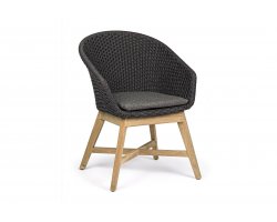 Ciemnoszare krzesło stołowe z podstawą teak i siedziskiem z liny polipropylenowej COACHELLA bizzotto