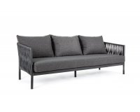 Antracytowa szeroka sofa nowoczesna na taras aluminiowa FLOENCIA bizzotto