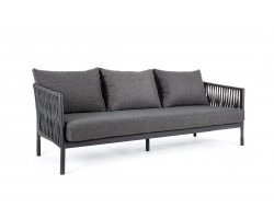 Antracytowa szeroka sofa nowoczesna na taras aluminiowa FLOENCIA bizzotto