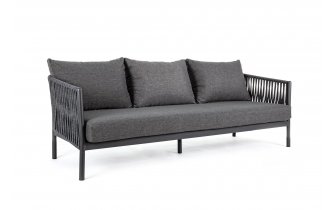 Antracytowa szeroka sofa nowoczesna na taras aluminiowa FLOENCIA bizzotto