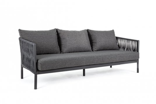 Antracytowa szeroka sofa nowoczesna na taras aluminiowa FLOENCIA bizzotto