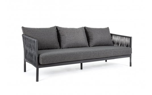 Antracytowa szeroka sofa nowoczesna na taras aluminiowa FLOENCIA bizzotto Antracytowa szeroka sofa nowoczesna na taras aluminiowa FLOENCIA bizzotto