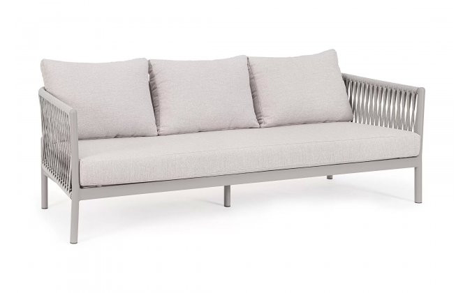 Beżowa szeroka sofa nowoczesna na taras aluminiowa FLOENCIA bizzotto