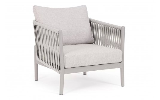 Beżowy fotel wypoczynkowy ogrodowy aluminiowy FLORENCIA bizzotto Beżowy fotel wypoczynkowy ogrodowy aluminiowy FLORENCIA bizzotto