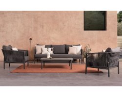 Grafitowy aluminiowy zestaw ogrodowy nowoczesny FLORENCIA bizzotto