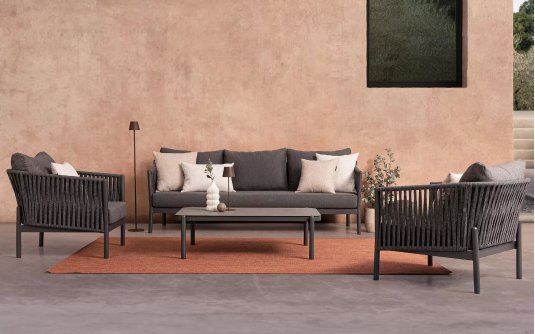 Grafitowy aluminiowy zestaw ogrodowy nowoczesny FLORENCIA bizzotto Grafitowy aluminiowy zestaw ogrodowy nowoczesny FLORENCIA bizzotto