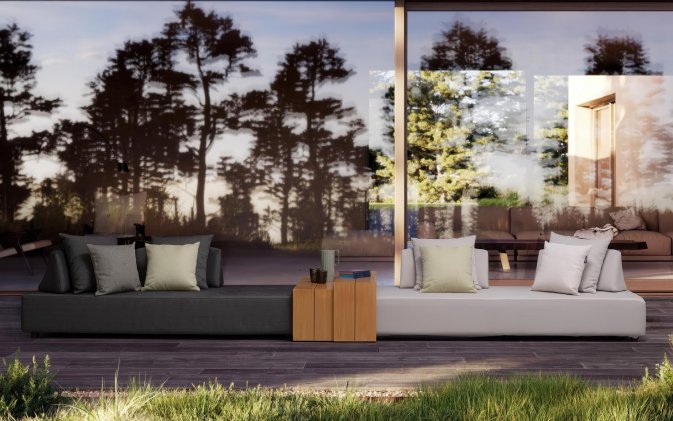 Szarobeżowa sofa nowoczesna na taras Olfein PIPER bizzotto