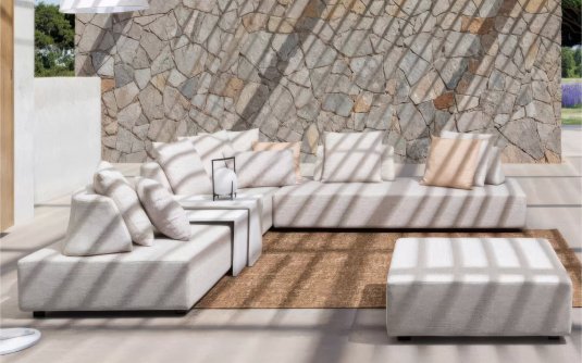 Jasnobeżowy tapicerowany kompletna rożne ogrodowy premium piper bizzotto 