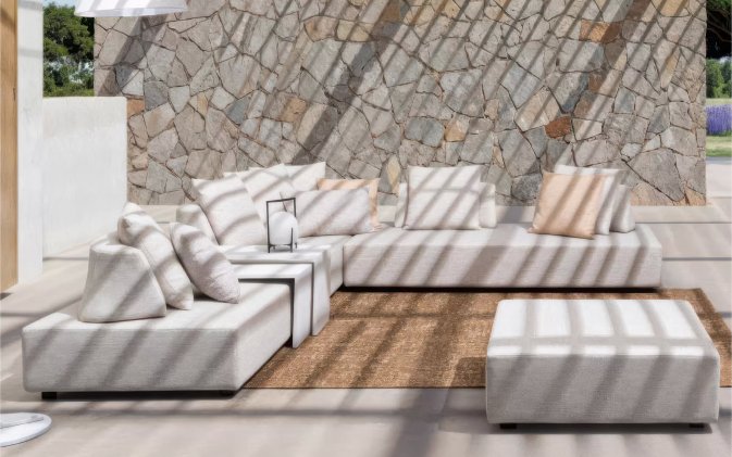 Jasnobeżowy tapicerowany kompletna rożne ogrodowy premium piper bizzotto 