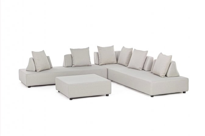 Szarobeżowy Nowoczesny narożnik ogrodowy aluminium Olefin PIPER bizzotto