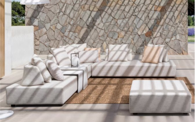 Jasnobeżowy tapicerowany kompletna rożne ogrodowy premium piper bizzotto 