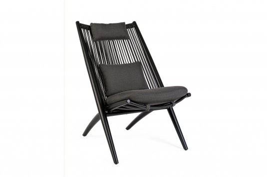 Czarny fotel aluminiowy relaksacyjny ALOHA bizzotto