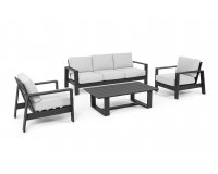 Ciemnoszare meble aluminiowe na taras z jasnoszarymi poduszkami BALTIC bizzotto