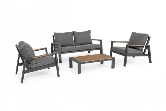 Ciemnoszary aluminiowy komplet na taras z kompozytowymi wkładakami EINAR bizzotto