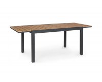 Ciamnoszary stół ogrodowy aluminiowy rozkładany 140-200 blat kompozyt teak ELIAS bizzotto 