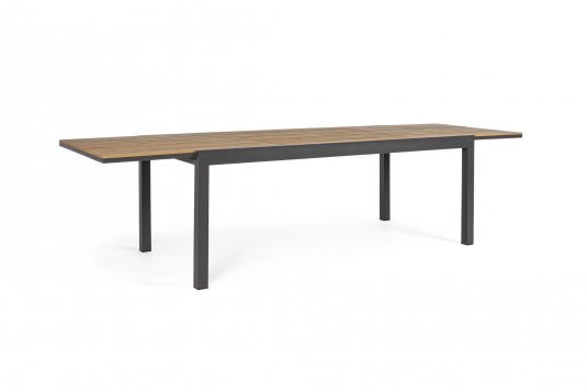 ciemnoszary stół ogrodowy aluminiowy rozkładany 203-248-293  blat kompozyt teak ELIAS bizzotto