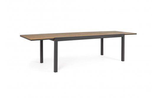 ciemnoszary stół ogrodowy aluminiowy rozkładany 203-248-293 blat kompozyt teak ELIAS bizzotto ciemnoszary stół ogrodowy aluminiowy rozkładany 203-248-293 blat kompozyt teak ELIAS bizzotto