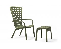 Fotel wypoczynkowy poczylany FOLIO nardi agave z podnóżkiem