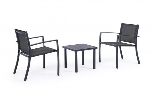 ciemnoszary komplet balkonowy stalowy tekstylina AURI bizzotto