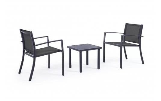 ciemnoszary komplet balkonowy stalowy tekstylina AURI bizzotto