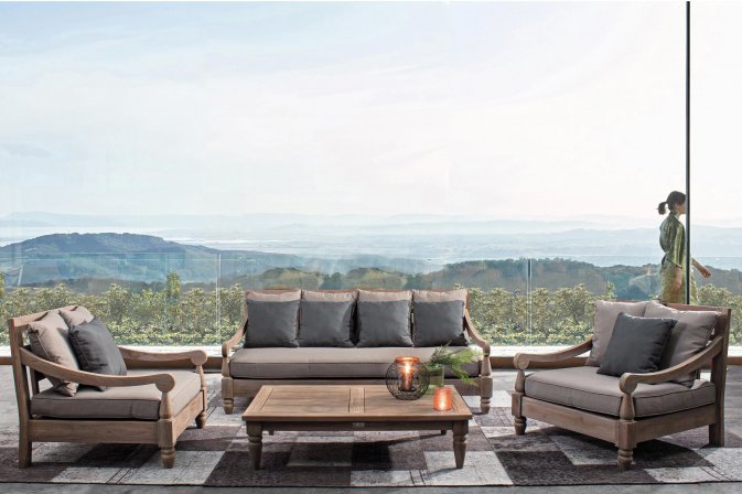 Zestaw teakowy wypoczynkowy do ogrodu zimowego BALI bizzotto