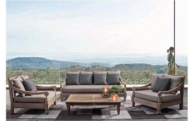 Zestaw teakowy wypoczynkowy do ogrodu zimowego BALI bizzotto