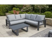Aluminiowy komplet wypoczynkowy narożnikowy na taras AMIGO grafitowy
