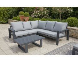 Aluminiowy komplet wypoczynkowy narożnikowy na taras AMIGO grafitowy
