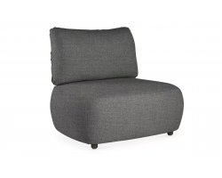 Grafitowy elegancki tapicerowany fotel na taras MARACAY