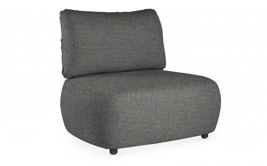 Grafitowy elegancki tapicerowany fotel na taras MARACAY