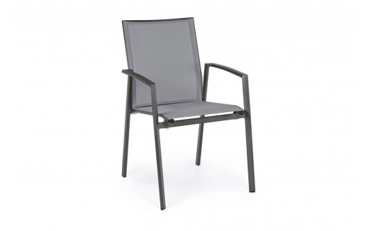 Antracytowe krzesło stołowe aluminiowe na taras CRUISE bizzotto Antracytowe krzesło stołowe aluminiowe na taras CRUISE bizzotto