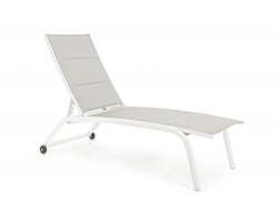 Biały wysoki leżak ogrodowy aluminiowy tekstylina CLEOPAS high bizzotto