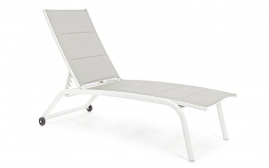 Biały wysoki leżak ogrodowy aluminiowy tekstylina CLEOPAS high bizzotto