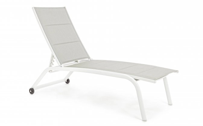 Biały wysoki leżak ogrodowy aluminiowy tekstylina CLEOPAS high bizzotto