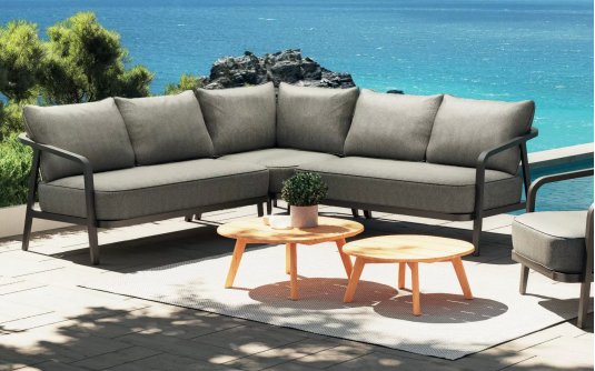 Narożnik na taras aluminiowy ciemnoszary PEP z poduszkami Olefin TierraOutdoor Narożnik na taras aluminiowy ciemnoszary PEP z poduszkami Olefin TierraOutdoor