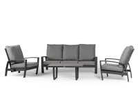 Meble ogrodowe aluminiowe z sofą 3-osobową VALENCIA grafitowy z szarymi poduszkami