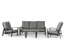 Meble ogrodowe aluminiowe z sofą 3-osobową VALENCIA grafitowy z szarymi poduszkami