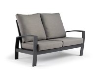 Wysoka sofa ogrodowa aluminowa 2-osobowa VALENCIA z szarymi poduszkami
