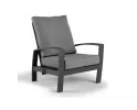 Fotel wypoczynkowy ogrodowy aluminiowy pochylany VALENCIA grafitowy z szarymi poduszkami